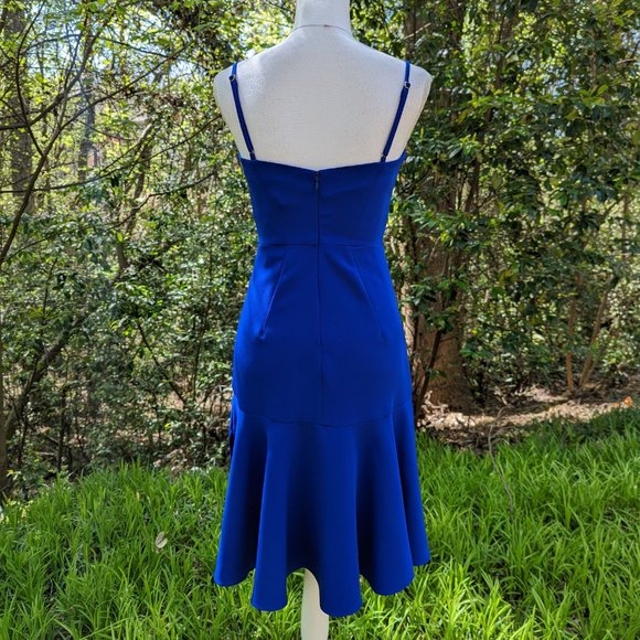 MILLY Italian Cady Kelly Dress V-Neck in Cobalt Blue Size 0 Brand New NWT - Picture 8 of 12